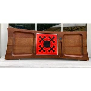 Mcm scandinavian cheese smack serving wood tray